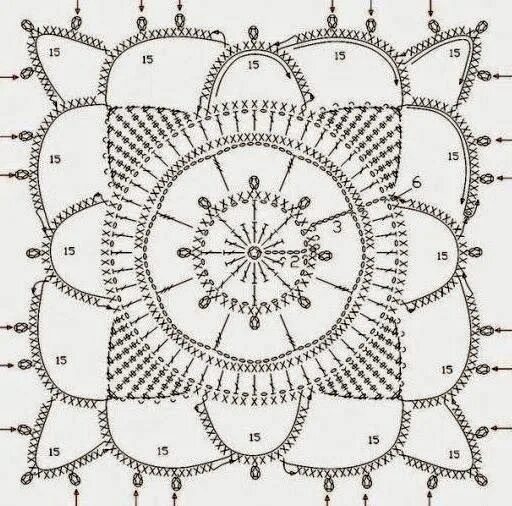 Работы со схемами крючком Patterns and motifs: Crocheted motif no. 7 Tığ desenleri, Tığ işleri, Örgü işler