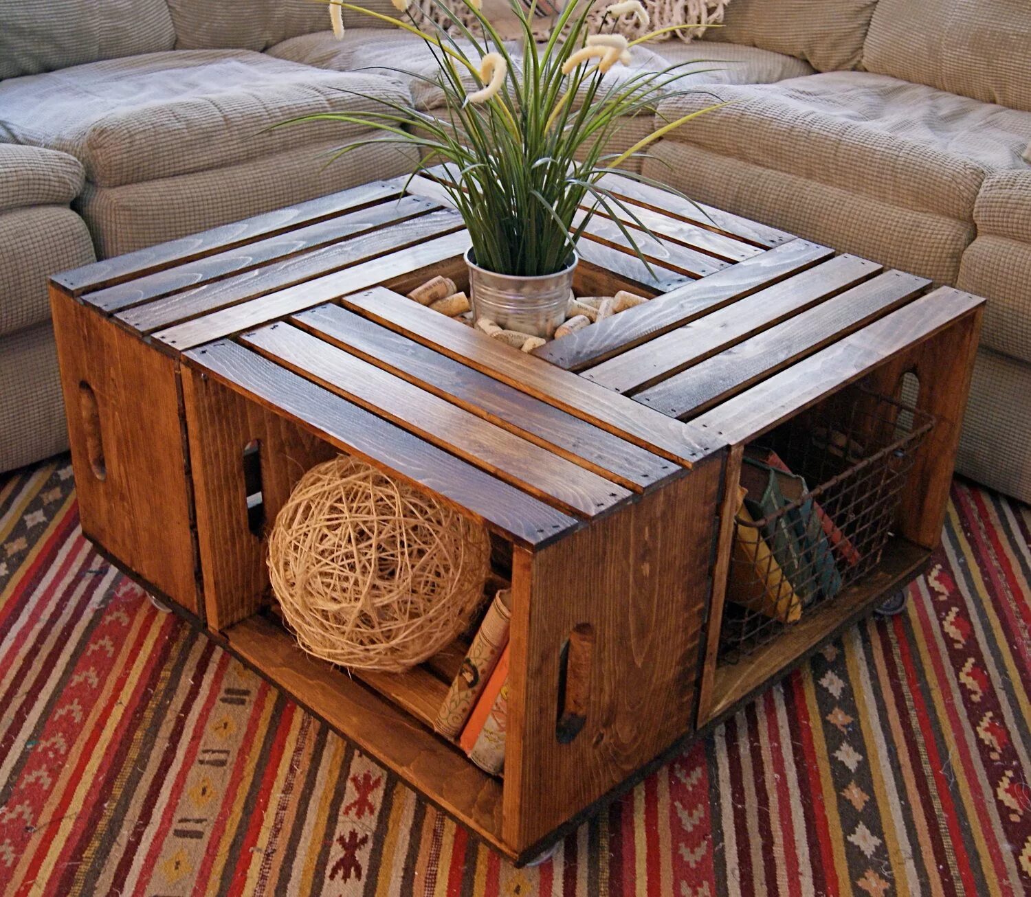 Работы своими руками в домашних условиях diy with crates from michaels Rustic Crate Coffee Table. $340.00, via Etsy. Mesa