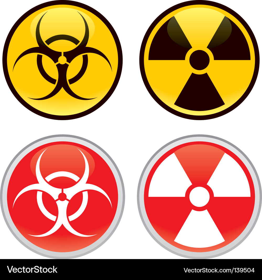 Радиационный знак фото Biohazard and radioactive warning signs Royalty Free Vector