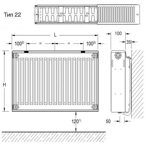 Радиатор 22 тип подключение нижнее Стальной панельный радиатор Тип 22 Buderus Радиатор K-Profil 22/300/400 (48) (A)