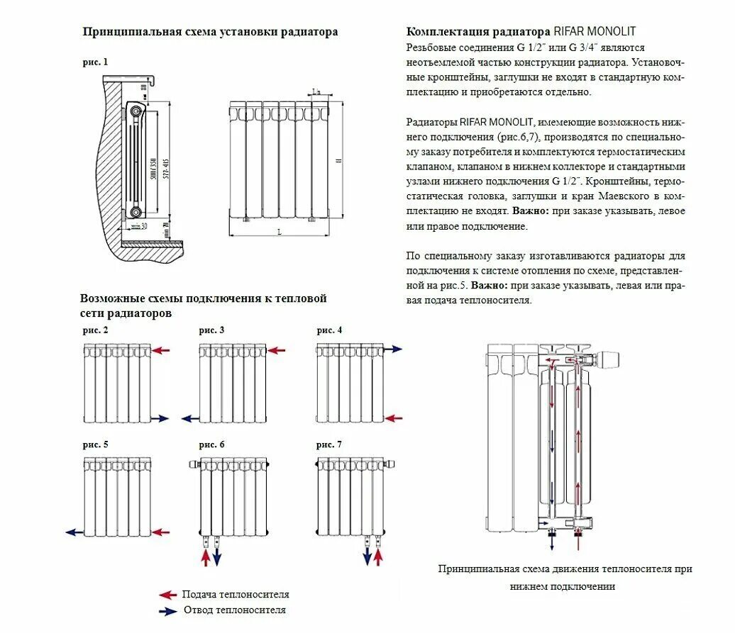 Радиатор биметалл 6 секций нижнее подключение Радиаторы отопления, полотенцесушители купить в Москве