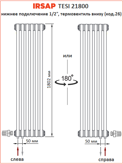 Радиатор irsap нижнее подключение Вертикальные радиаторы IRSAP Tesi 21800 - купить с доставкой по выгодной цене