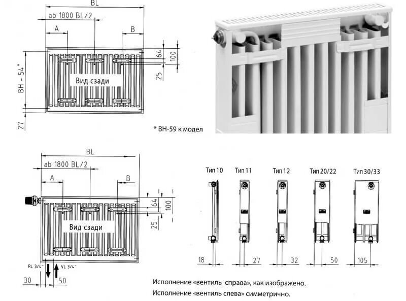 Радиатор kermi нижнее подключение fkv Kermi FTV 10 900x500 панельный радиатор с нижним подключением - купить с доставк