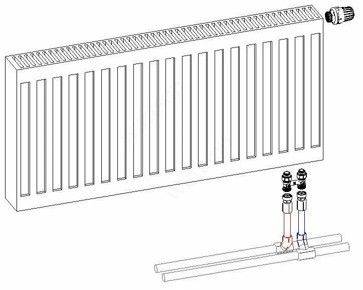 Радиатор керми с нижним подключением схема подключения Радиатор VALFEX STEEL VC 22 500х1600, 3624 Вт - купить в интернет-магазине по ни