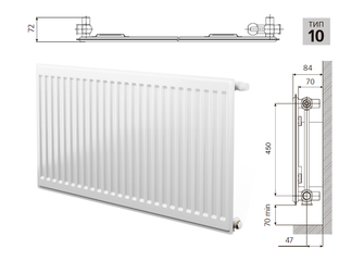 Радиатор prado universal с нижним подключением Cтальной панельный радиатор PRADO Universal 10-500-400 /324 Вт