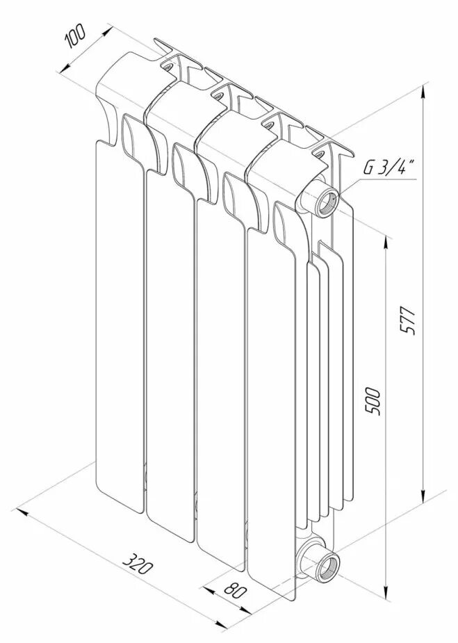 Радиатор рифар монолит 6 секций боковое подключение Радиатор Rifar Monolit 500, 4 секции, боковое подключение, биметалл - Радиаторы 