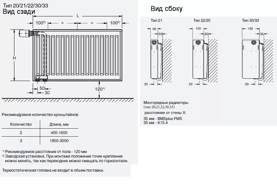 Радиатор с нижним подключением чертеж Радиатор Buderus VK-Profil 22/300/1200 купить по выгодной цене в интернет магази