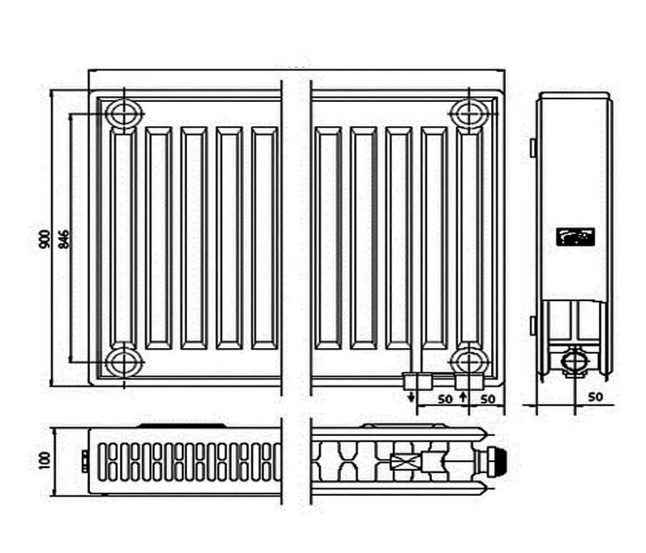 Радиатор с нижним подключением размеры Kermi FTV 22 900x800 панельный радиатор с нижним подключением - купить с доставк