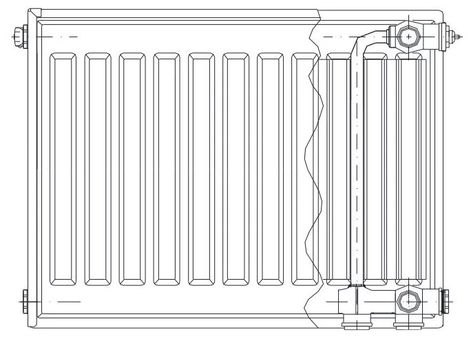 Радиатор с нижним подключением в разрезе Стальной панельный радиатор отопления Axis Ventil 22/500/1400 купить - Tavago