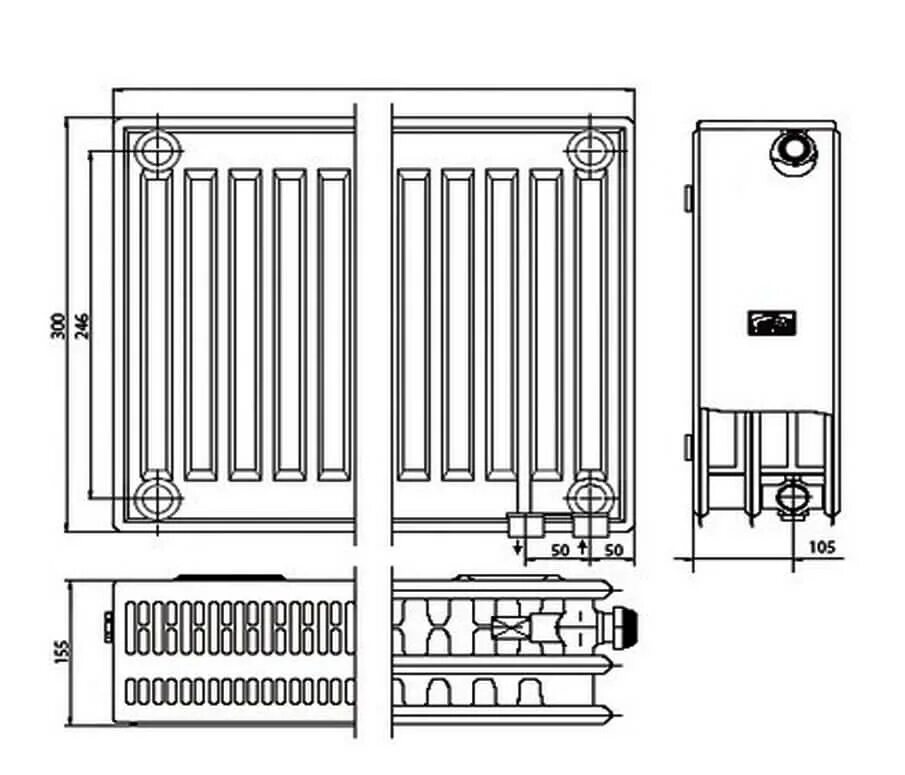 Радиатор Kermi FTV (FKV) 22 0414 (400х1400) с нижним подключением купить в Щелко