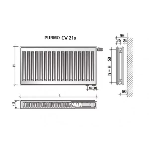 Радиатор ventil compact подключение Purmo CV21 400x2600 Ventil Compact в Москве по доступным ценам - purmo.moscow