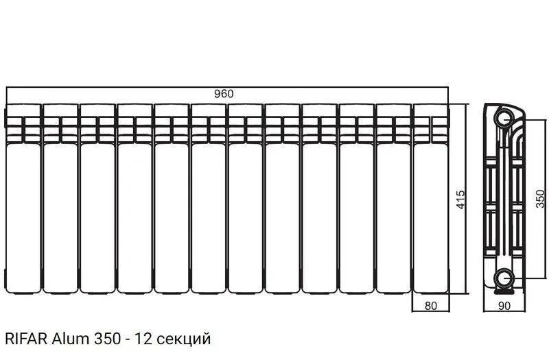 Радиатор стальной KZTO Соло В1-1750 8 секций, нижнее правое подключение, белый, 