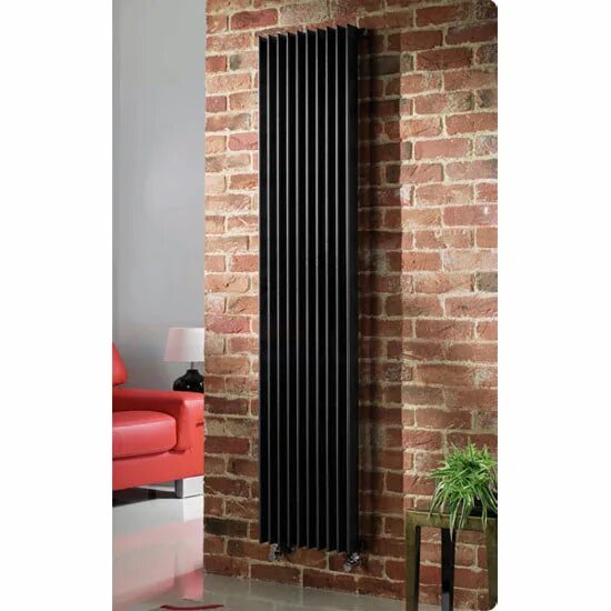 Радиаторы на стене фото Quinn Adagio Single Column Radiator - Vertical - Black - 6 x Size Options at Vic