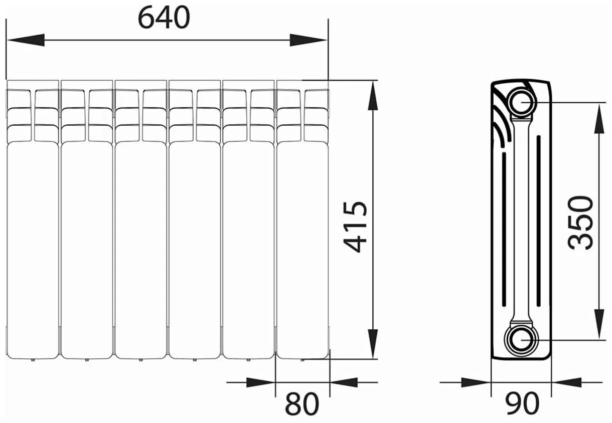 Радиаторы отопления биметаллические 350мм боковое подключение Радиатор Equation 350/90 биметалл 6 секций боковое подключение цвет белый - купи
