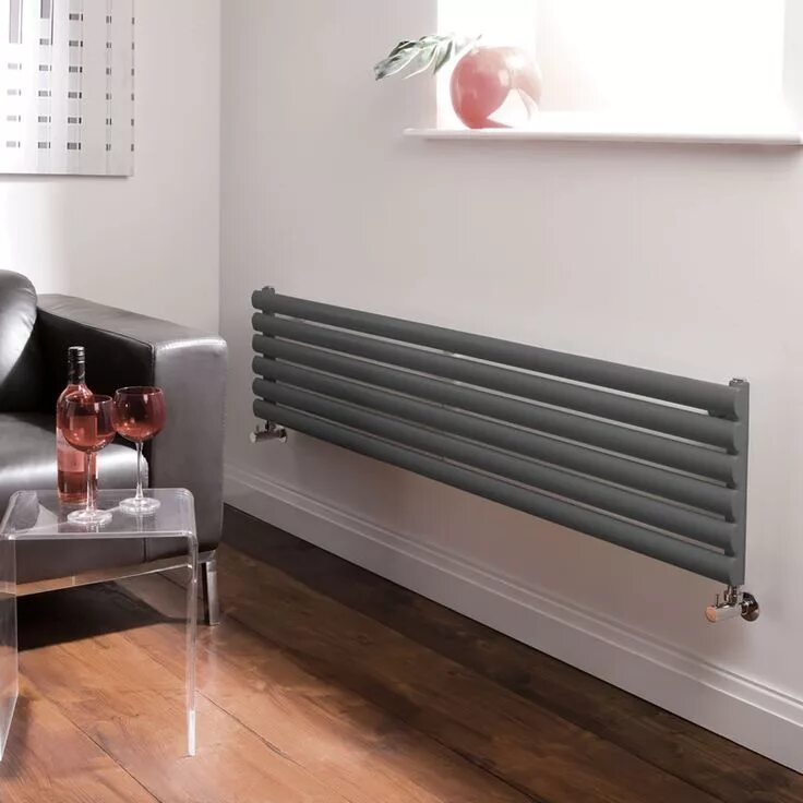 Радиаторы отопления из труб фото Milano Aruba - Anthracite Horizontal Designer Radiator 354mm x 1600mm (Single Pa