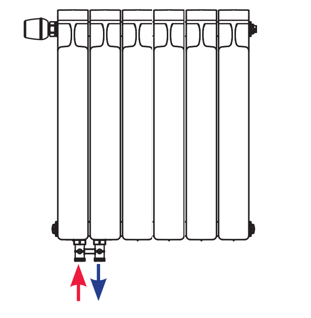 Радиаторы отопления монолит нижнее подключение Монолитный радиатор Rifar Monolit Ventil 500 4 секции нижнее левое подключение 8