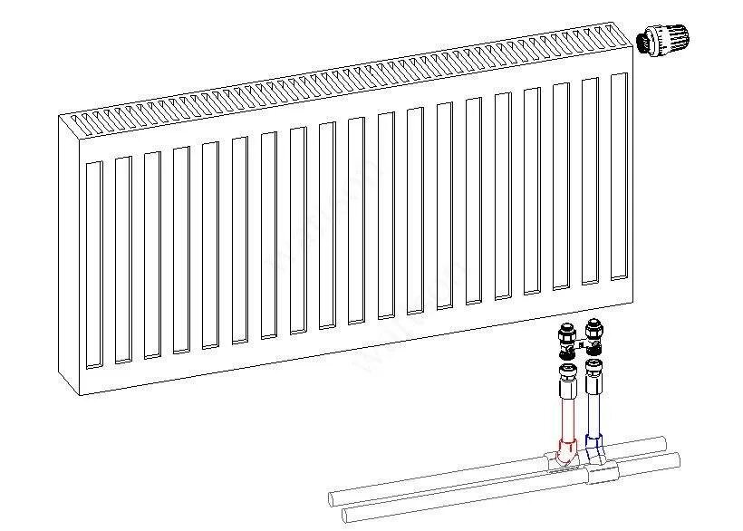 Радиаторы пурмо с нижним подключением схемы подключения Нижнее подключение радиаторов: схема отопления, обвязка и монтаж батарей
