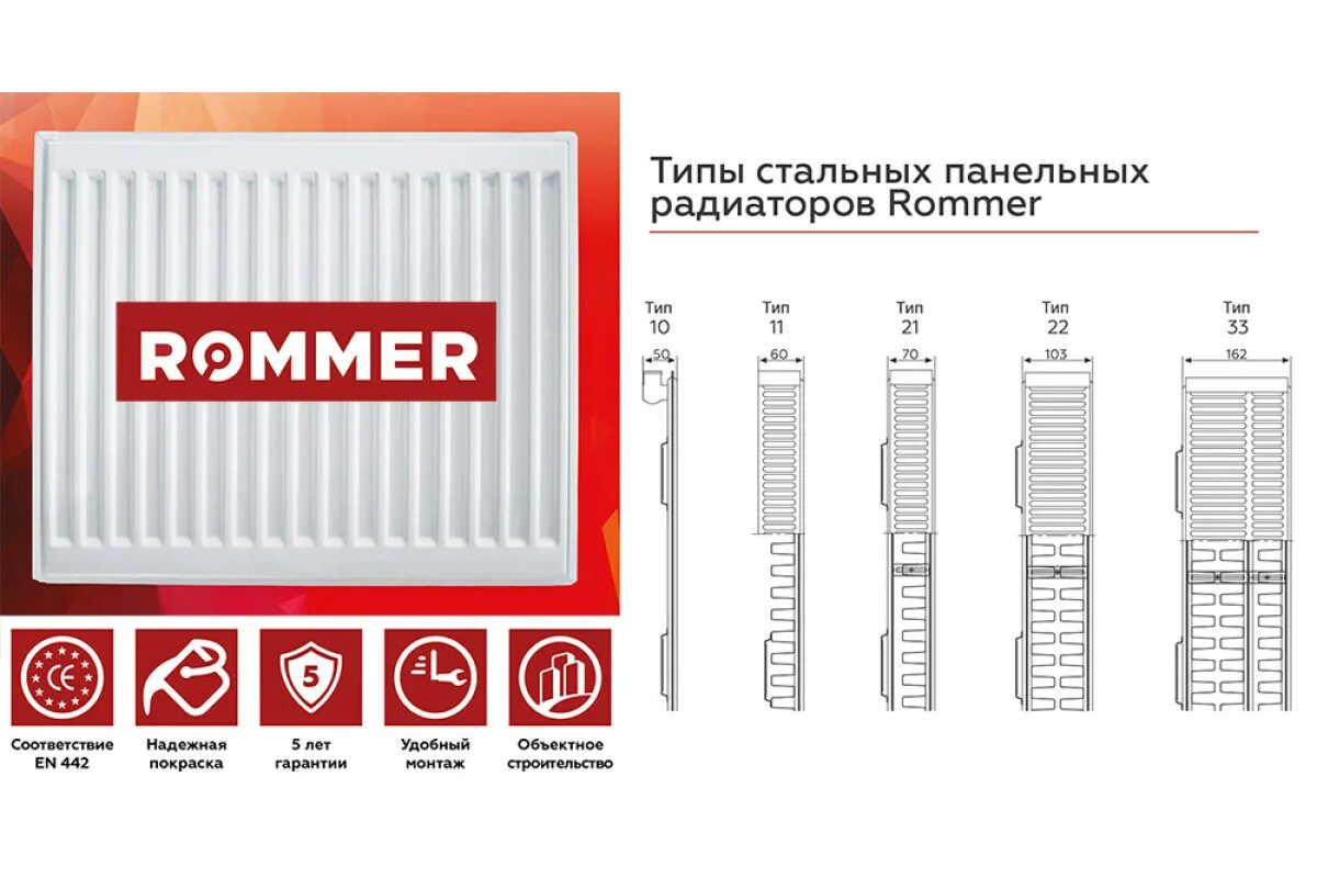 Радиаторы rommer с нижним подключением Стальной панельный радиатор Rommer Ventil 22x500x2500 - купить в Снабтеплосервис