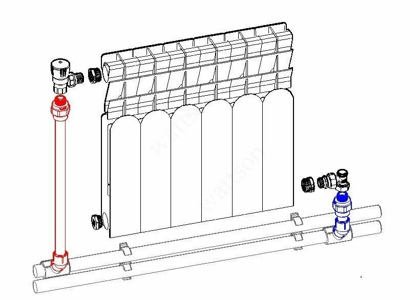 Радиаторы в частный дом схема Обвязка радиатора отопления: задачи, выбор комплектующих, основные схемы Math, M