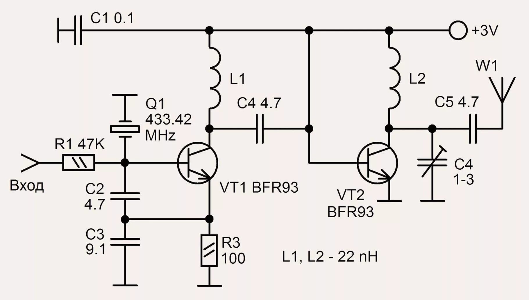 Радио схема передатчика Схема передатчика мгц