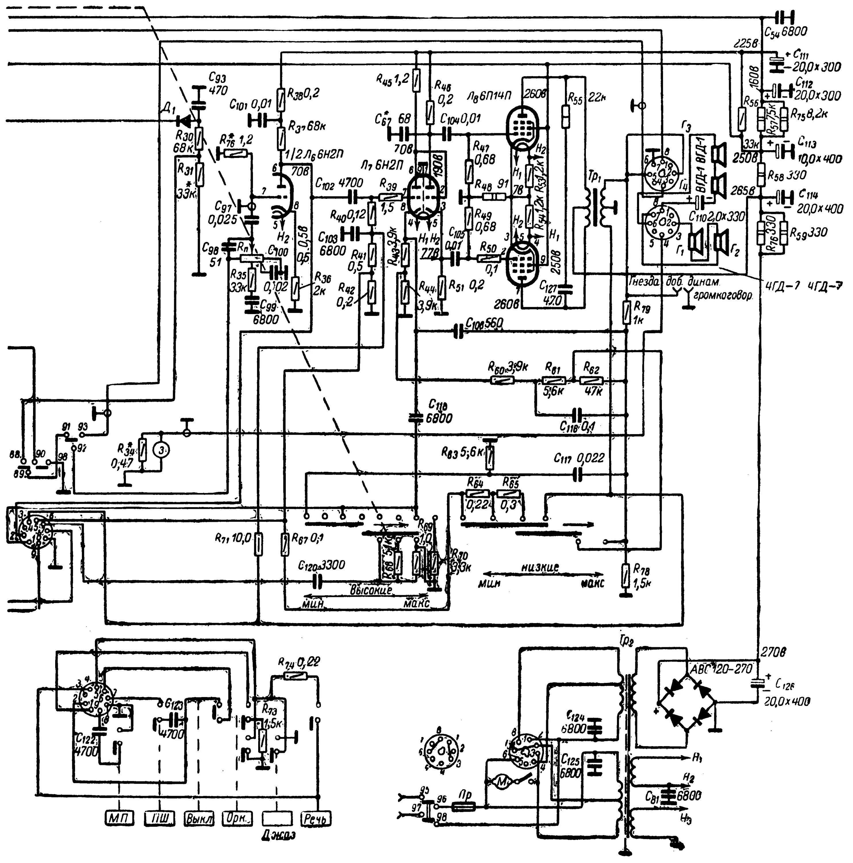 Радиола сакта схема принципиальная электрическая Справочник по отечественной ламповой радиоаппаратуре