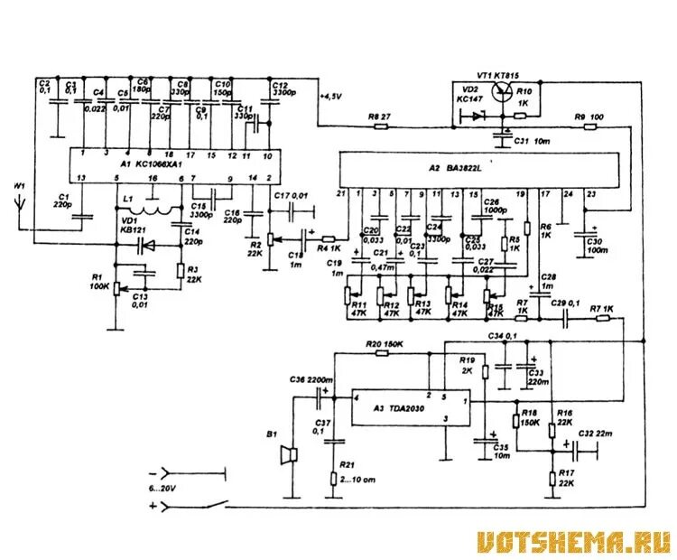 Радиоприемник meier mu65 схема электрическая принципиальная Схема УКВ-ЧМ приемника с низковольтным питанием " Вот схема! - Электронные схемы