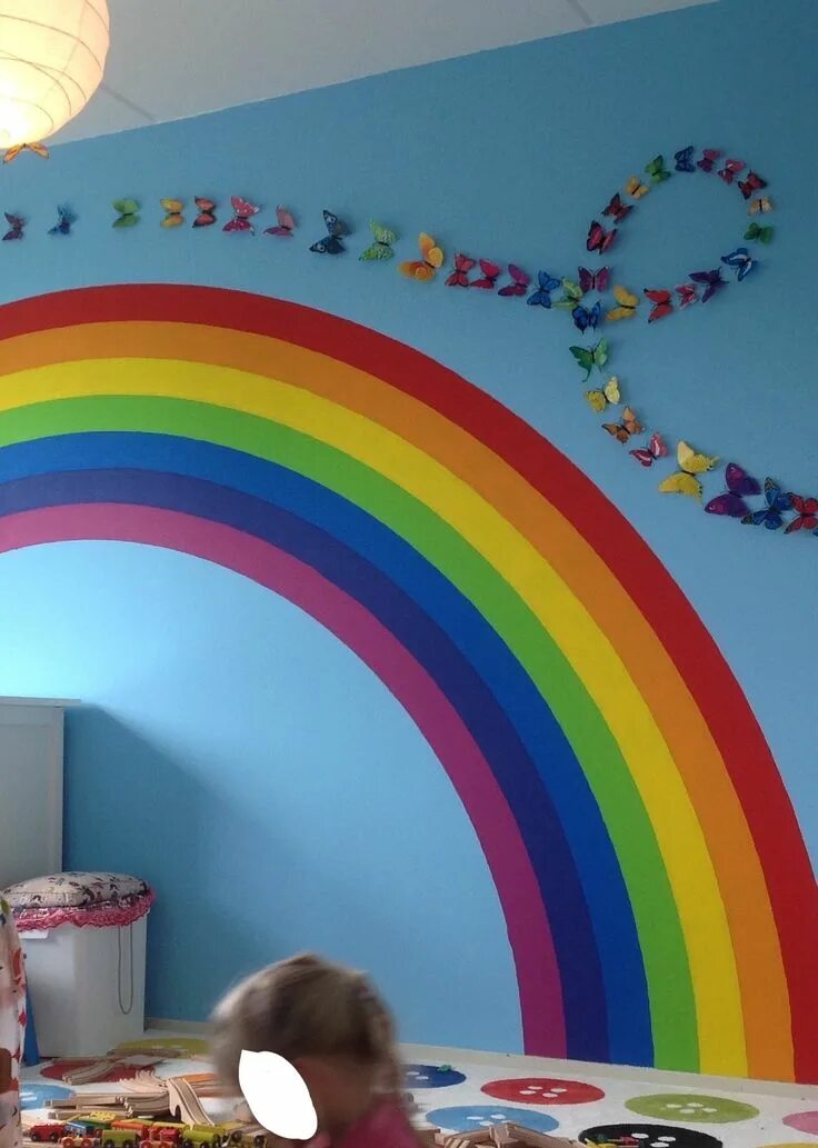 Радуга в оформлении детской Rainbow and butterfly bedroom. Rainbow room, Rainbow room kids, Rainbow room dec