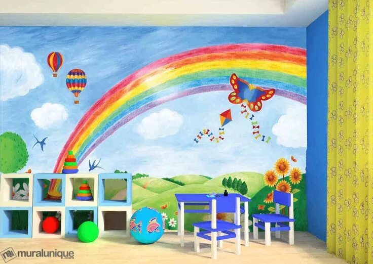 Радуга в оформлении детской Arc-en-ciel Rainbow mural, Rainbow wall decal, Large wall murals