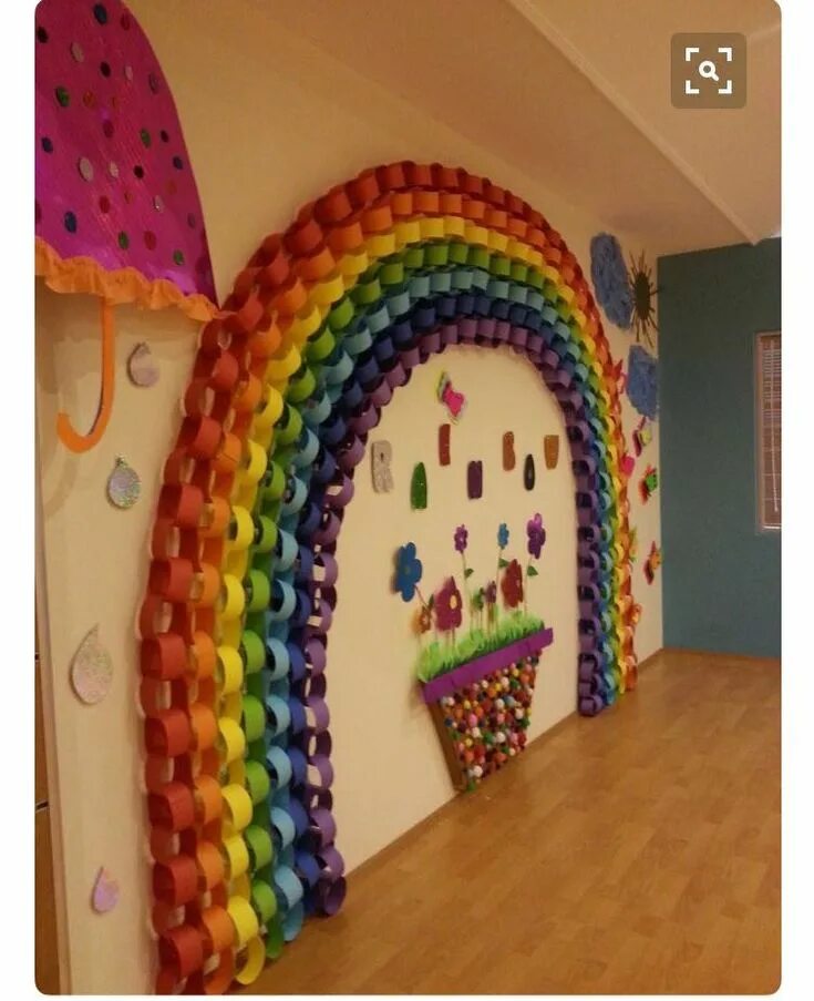 Радуга в оформлении детской Pinterest Crafts, Rainbow crafts, School decorations