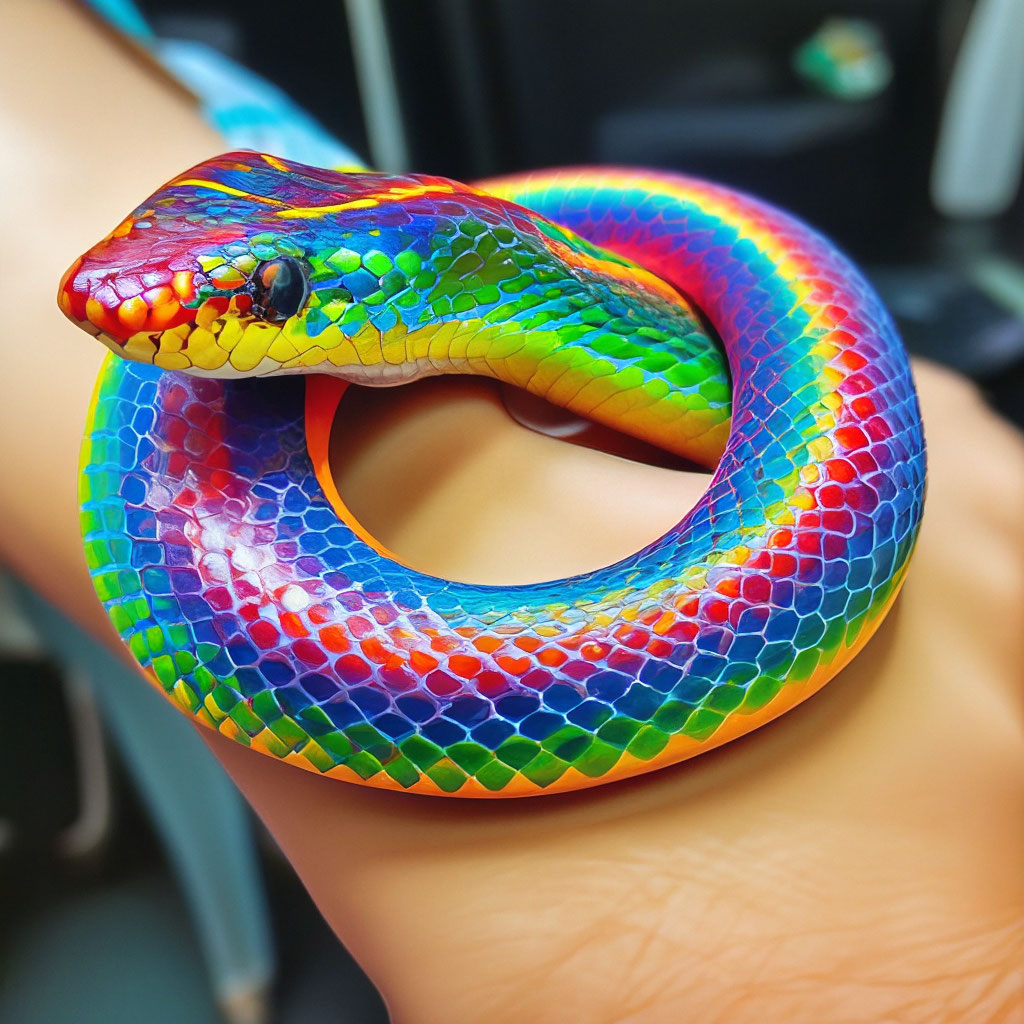 Радужная змея фото "Rainbow snake, a rainbow-colored ." - image created in Shedevrum