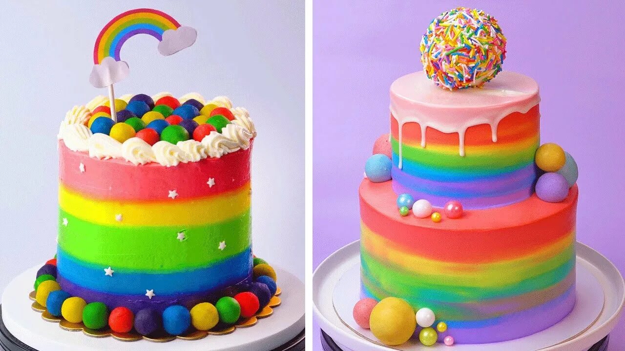 Радужное оформление торта Perfect Rainbow Cake Tutorials For New Day Most Beautiful Cake Decorating Ideas 