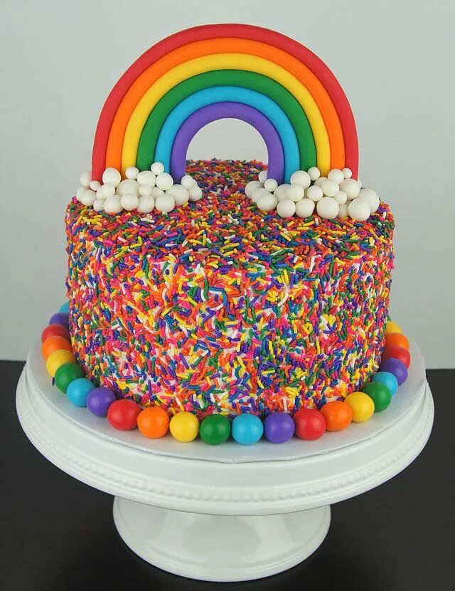 Радужное оформление торта Treat Confectionery San Diego Cakes and Chocolates Rainbow birthday cake, Rainbo