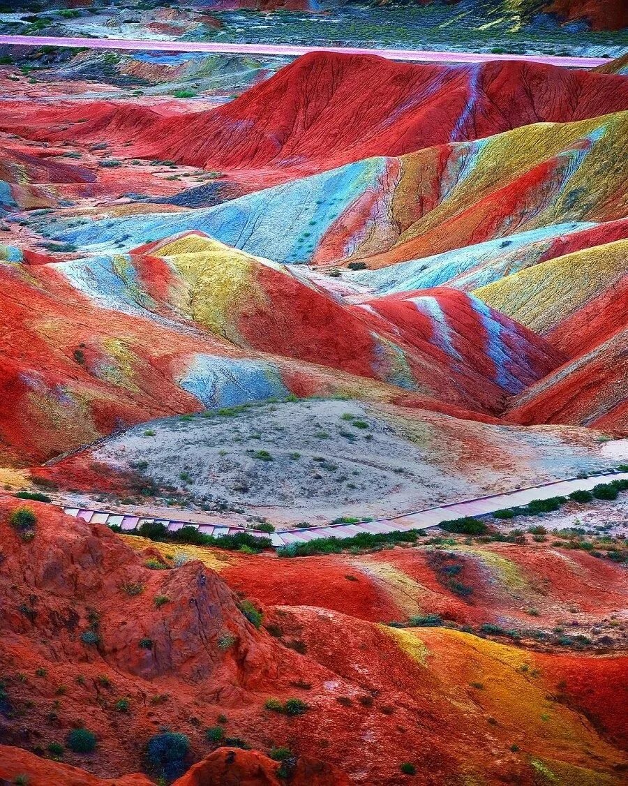 Радужные горы в китае фото ландшафт Дэнксия Zhangye, Danxia landform, Zhangye danxia landform