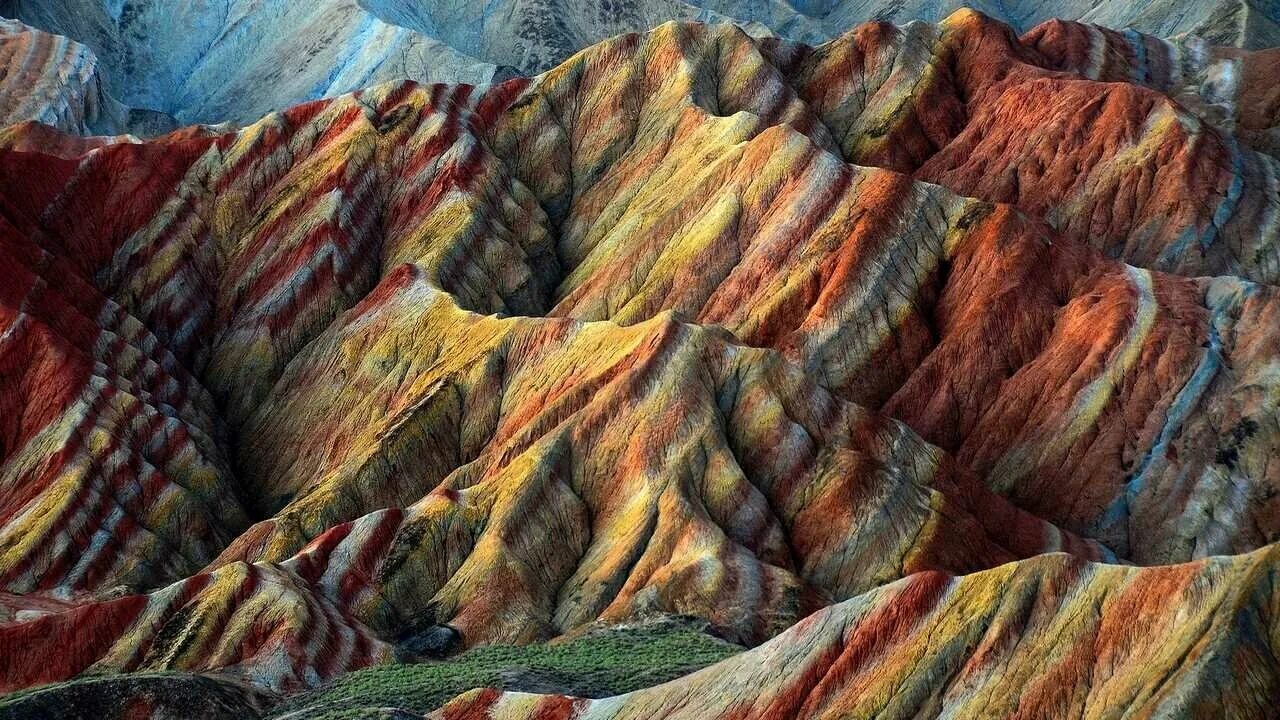 Радужные горы в китае фото Постер на экокоже 50x60 LinxOne "Китай Danxia ландшафтых" интерьер для дома / де