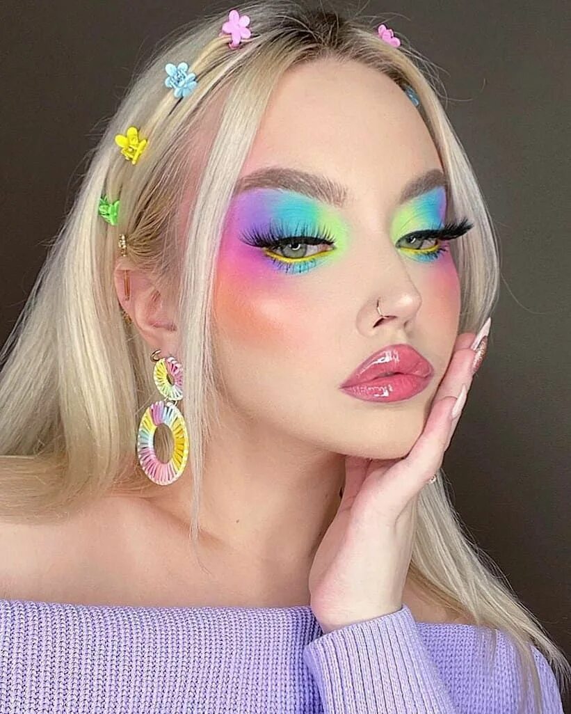 Радужный макияж фото Instagram Rainbow eye makeup, Eye makeup, Pastel makeup