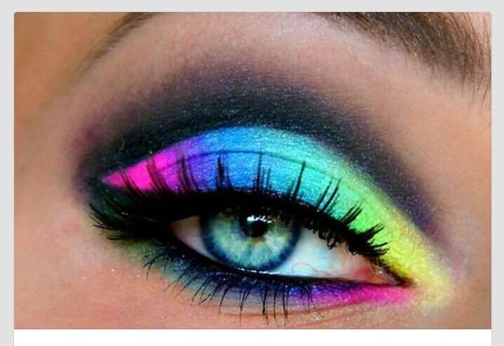 Радужный макияж глаз Rainbow eye makeup Rainbow eye makeup, Eye makeup designs, Neon makeup