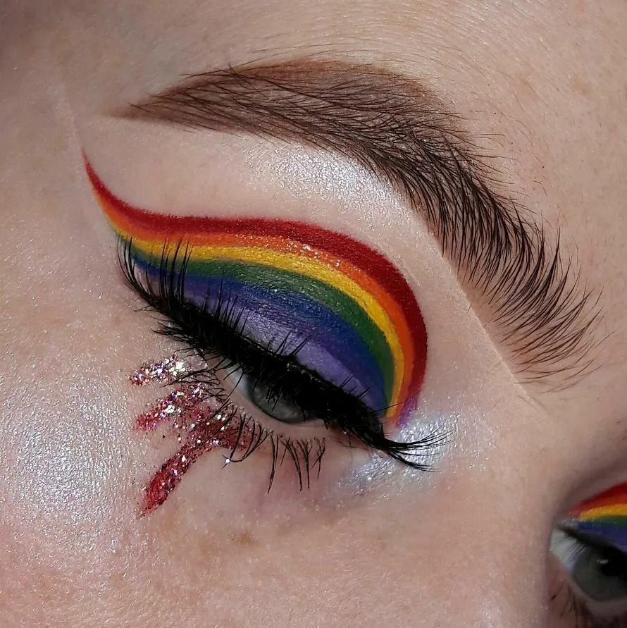 Радужный макияж с губами и с веками Rainbow Trippin' Rainbow makeup, Pride makeup, Eye makeup