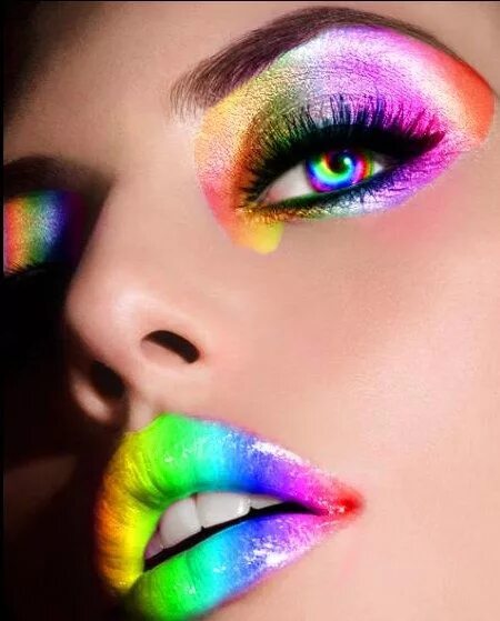 Радужный макияж с губами и с веками rainbow Lipstick designs, Lip art makeup, Rainbow makeup