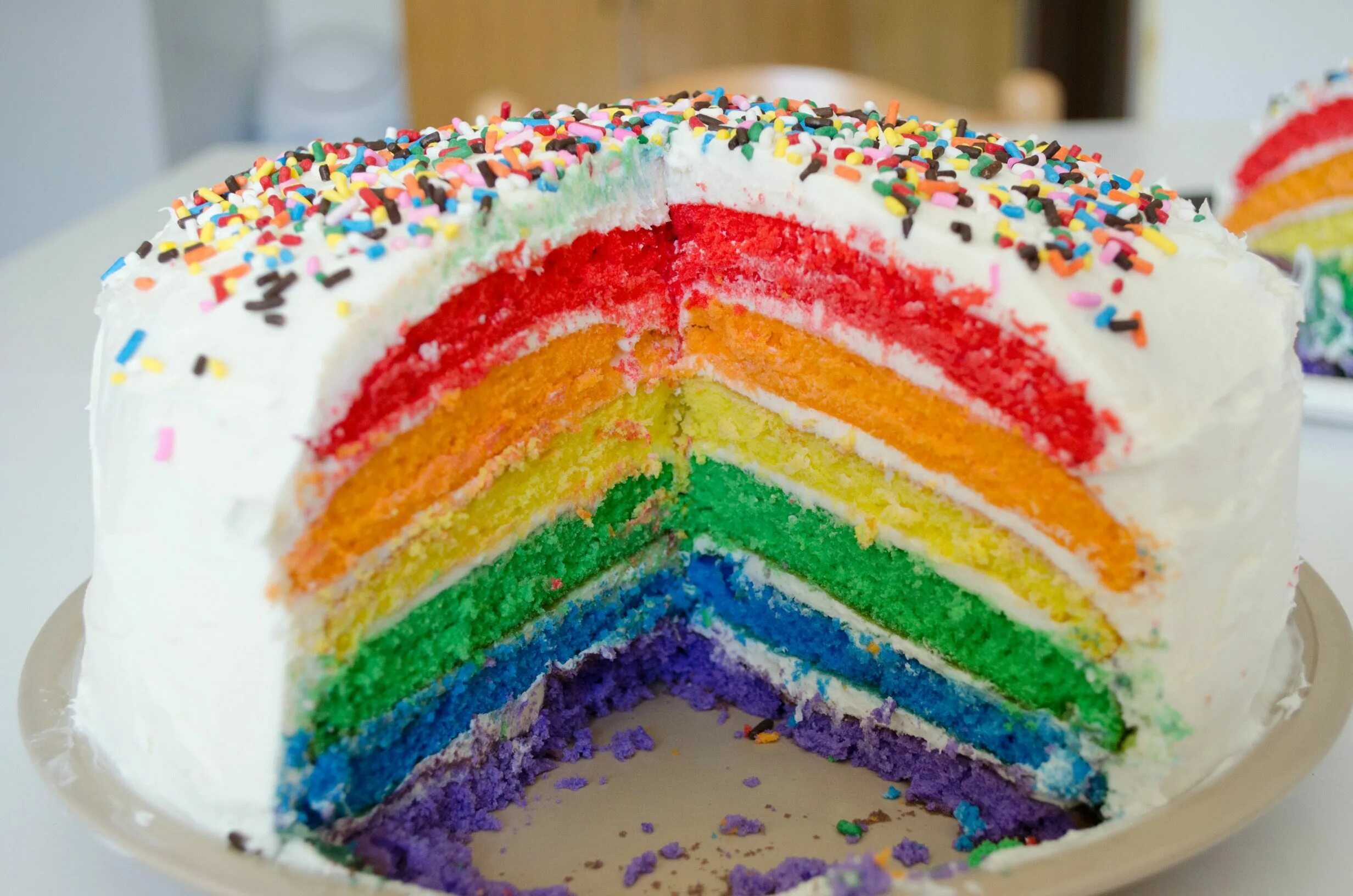 Радужный торт фото My husband desperately wanted a rainbow cake thanks to reddit. I done good. Rain