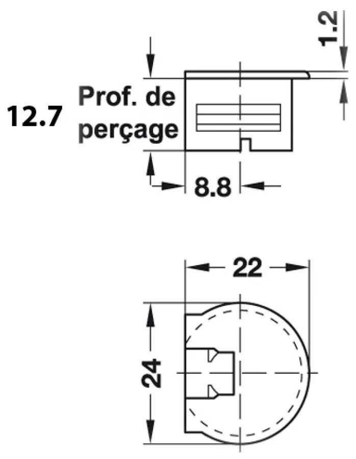 Рафиксы мебельные схема установки BOITIER RAFIX TABLETTE Ø.20x12.7mm BLANC