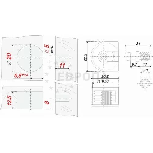 Рафиксы мебельные схема установки Стяжка ST01/49/3 Boyard Серая