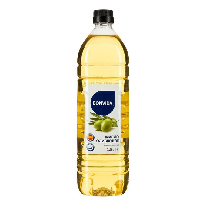 Рафинированное масло фото Оливковое масло Bonvida Olive Oil рафинированное 1,5 л - купить с самовывозом в 