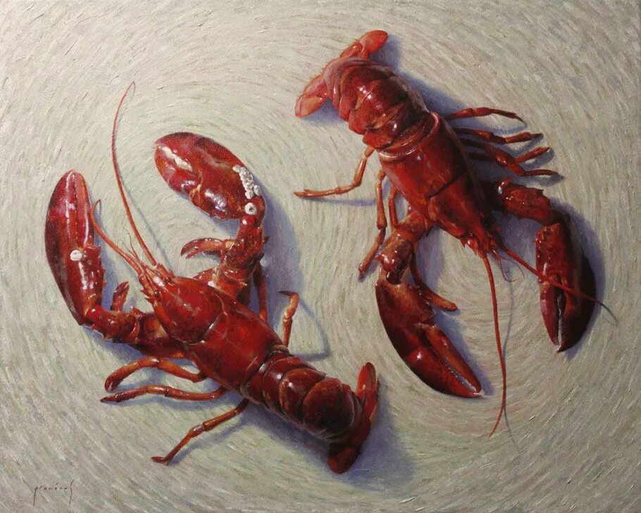 Рак волос фото Cindy Procious, "Yin and Yang (In a Crustacean World)" - 24x30, oil on linen --a