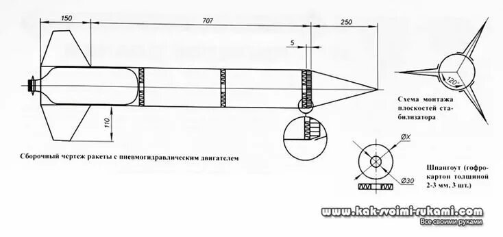 Ракета своими руками чертежи Ракета из ватмана с пнемогидравлическим двигателем из пластиковой бутылки своими