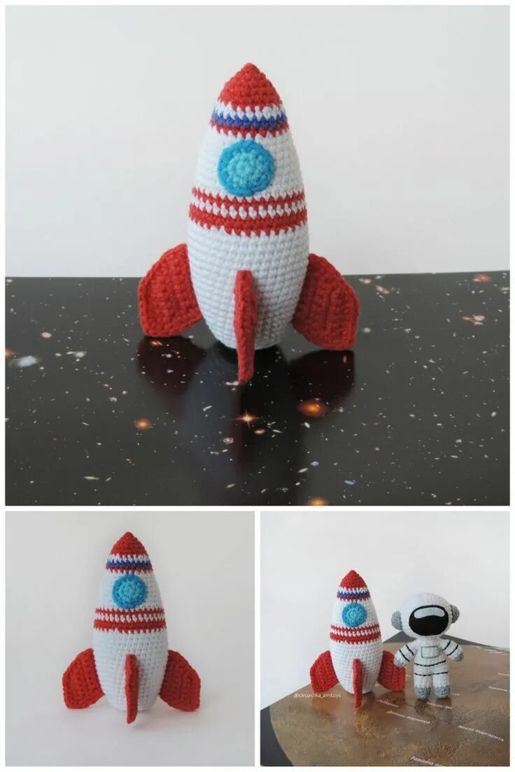 Ракета вязаная крючком схема и описание Soft rocket toy for baby boy birthday, space room decor, rocket ship, white rock