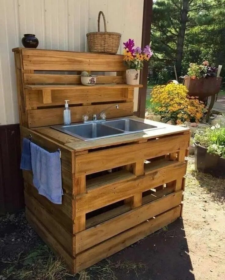 Раковина на дачу своими руками Des palettes comme on ne les a jamais vues! - Bricolage maison Évier de jardin, 