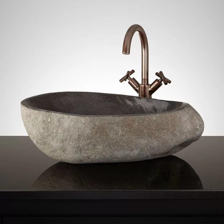 Раковина под камень фото Stanhope Dark Gray River Stone Bathroom Vessel Sink Sink, Stone sink, Vessel sin