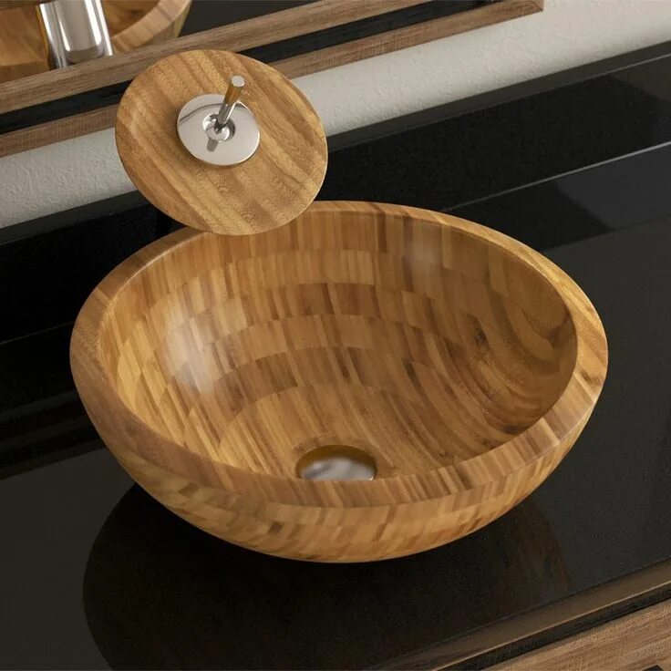 Раковины из дерева фото Bamboo Circular Vessel Bathroom Sink Modern bathroom sink, Wooden bathroom, Vess