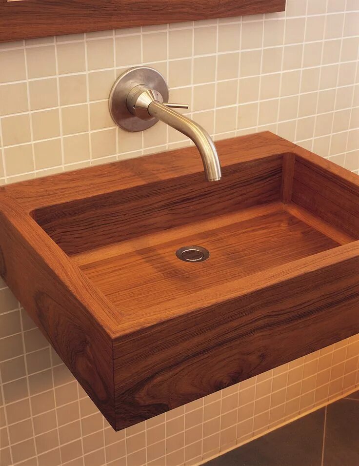 Раковины из дерева фото Teak Wood Geo Basin Wood sink, Wood bath, Sink