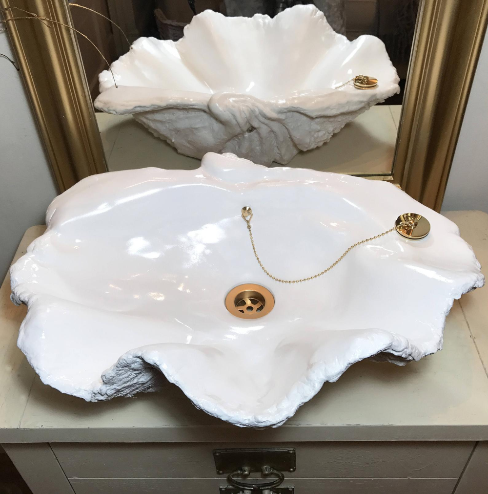 Раковины виды фото Giant Clam Shell Bathroom Sink Wash Basin Bowl Vessel Counter Top Cloakroom in P